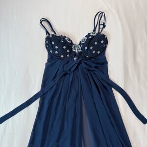 Vintage Victoria's Secret Slip Dress push-up embroidery babydoll long gown sz S